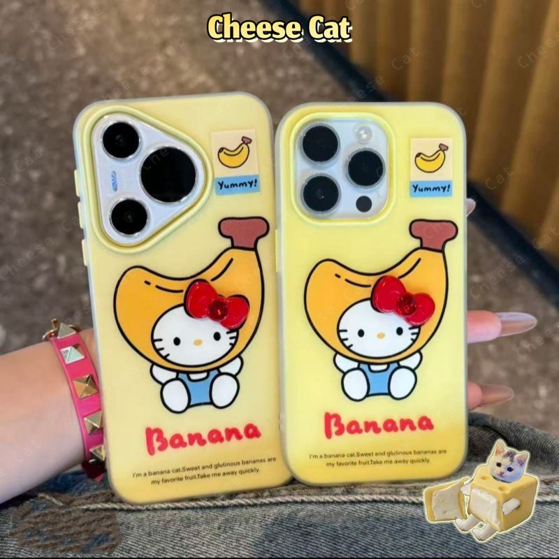 Phim hoạt hình mùa hè Mũ chuối Ốp điện thoại iPhone hình Kitty cho iPhone 15 16 17 11 12 13 14 Pro Max Xs Max XR