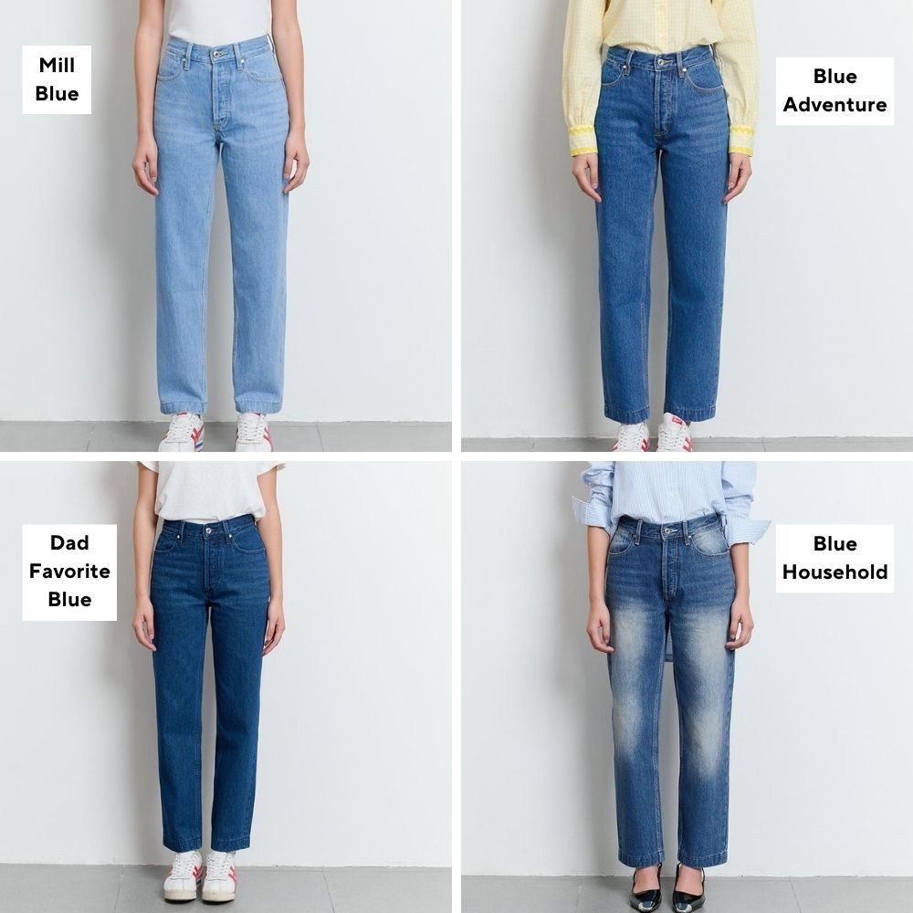 TheBlueTshirt - Quần jeans lưng cao ống suông có nhiều màu wash cho nữ - The Original Dad Jeans