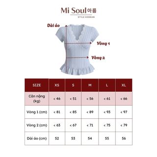 Áo Sơ Mi Nữ Cổ V Phối Viền Ren Tay Bồng Chất Thô Kẻ MiSoul 524, Áo Kiểu Cổ Ren Tay Con