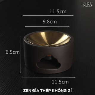 Lư Xông Gốm Sứ Mix Đĩa Đồng - Bộ Xông Thảo Dược Vỏ Cam Bồ Kết - Lư Xông Tinh Dầu Thư Giãn Khử Mùi Cao Cấp