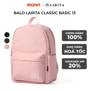 Balo Laptop Larita Classic Basic 13" – Balo Thời Trang Nam Nữ Bền Bỉ, Kháng Nước Tối Ưu, Ngăn Laptop 13inch