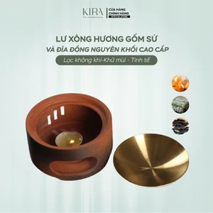 Lư Xông Trầm Hương Gốm Sứ Cao Cấp - Đĩa Đồng Nguyên Khối Xông Tinh Dầu Thảo Dược - Thanh Lọc Không Khí Mang Lại Vận Khí