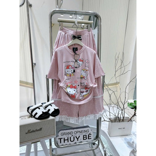 Set hình kitty phối quần chấm bi bèo