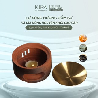 Lư Xông Gốm Sứ Mix Đĩa Đồng - Bộ Xông Thảo Dược Vỏ Cam Bồ Kết - Lư Xông Tinh Dầu Thư Giãn Khử Mùi Cao Cấp