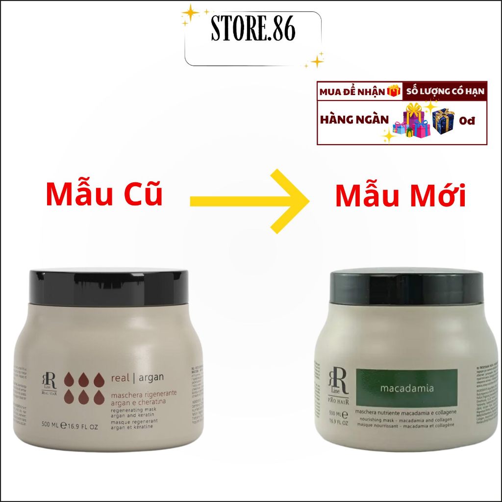 Hấp dầu ủ tóc RR Line Real Macadamia 500ml giúp hỗ trợ phục hồi tóc, giúp giảm rụng tóc
