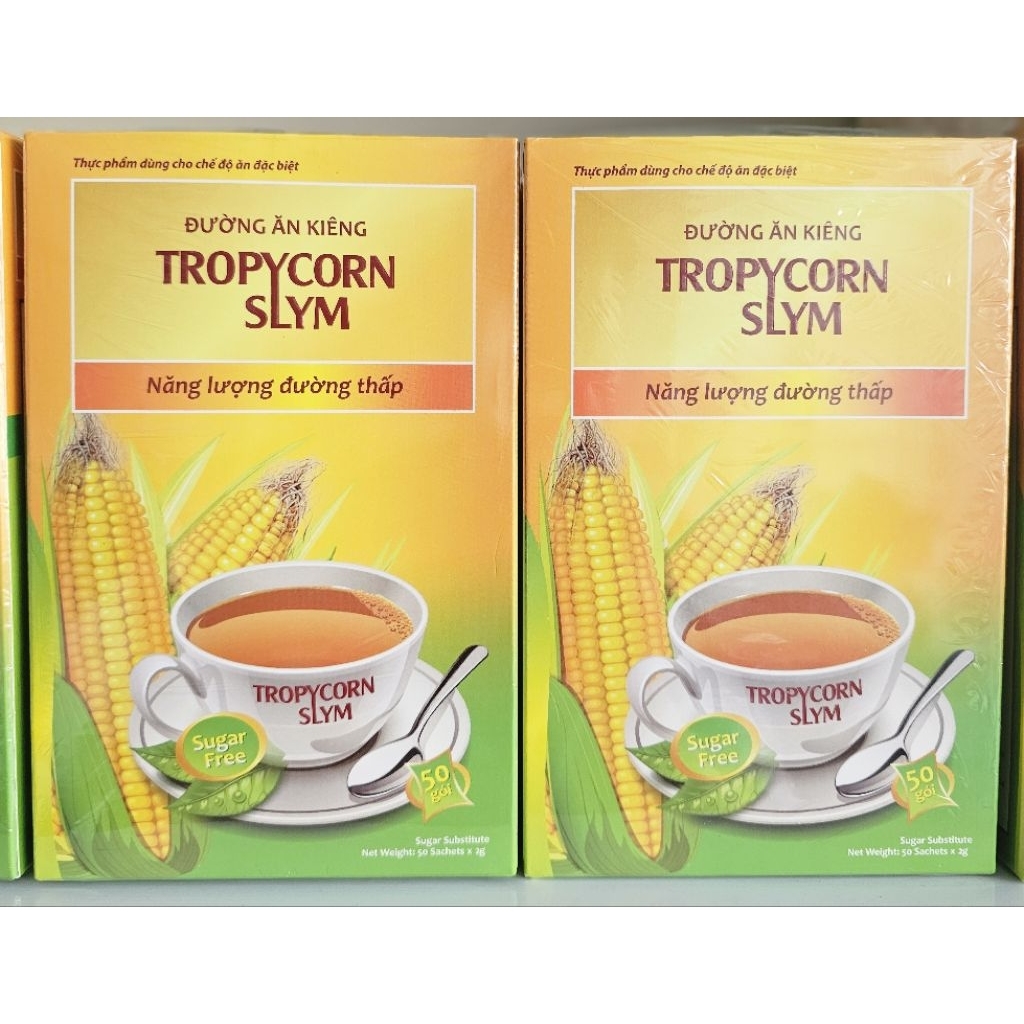 Đường ăn kiêng 2 hộp tropicorn slym năng lượng đường thấp [ hộp 50 gói ]
