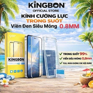 kính iPhone Viền Đen Siêu Mỏng 0.8mm GOR KiNGBON - MA-83 MA-02 cho iPhone 12 -> 17 Pro Max