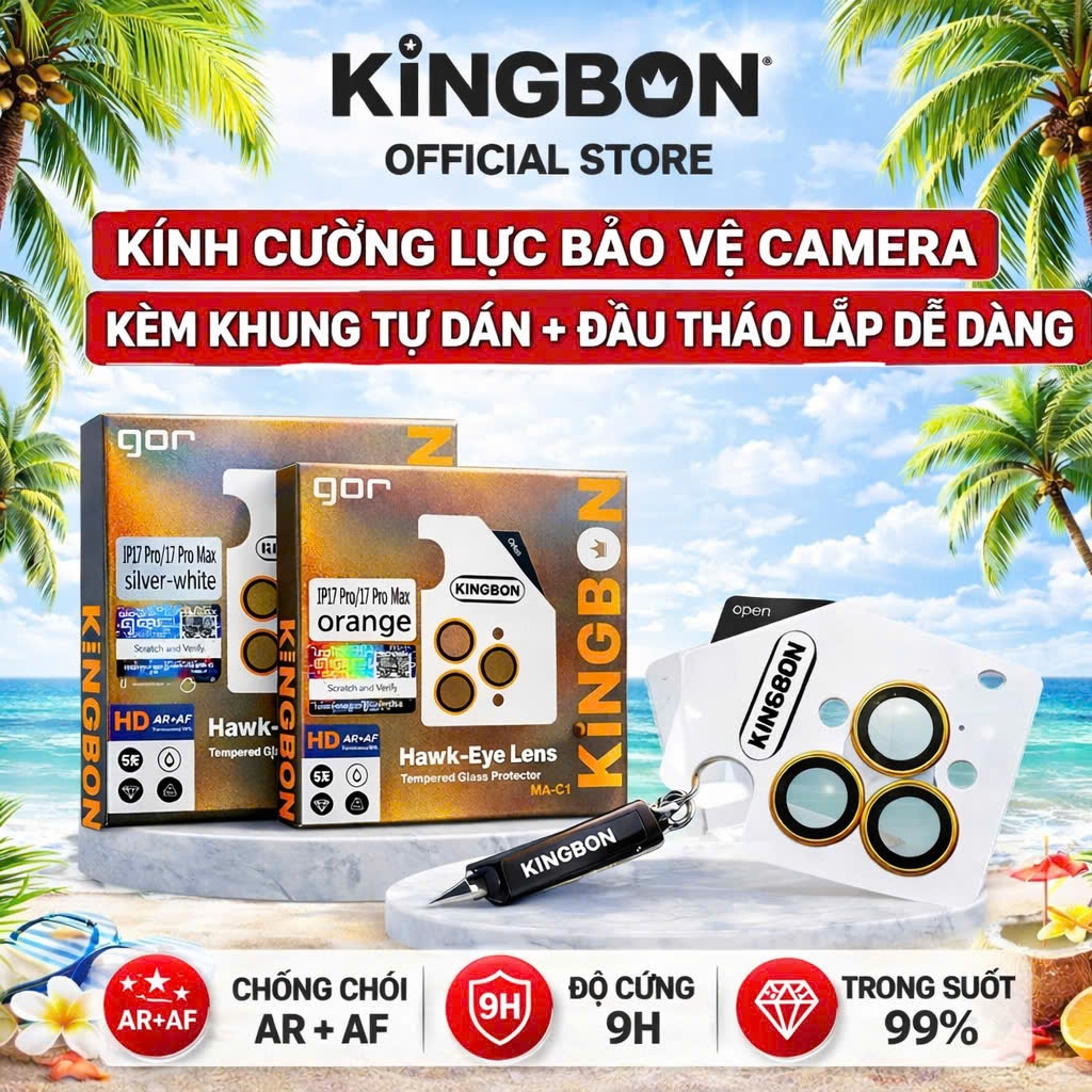 Kính Bảo vệ Camera iPhone cho 14Promax/15ProMax/16ProMax/17ProMax chính hãng Gor KiNGBON MA-C1
