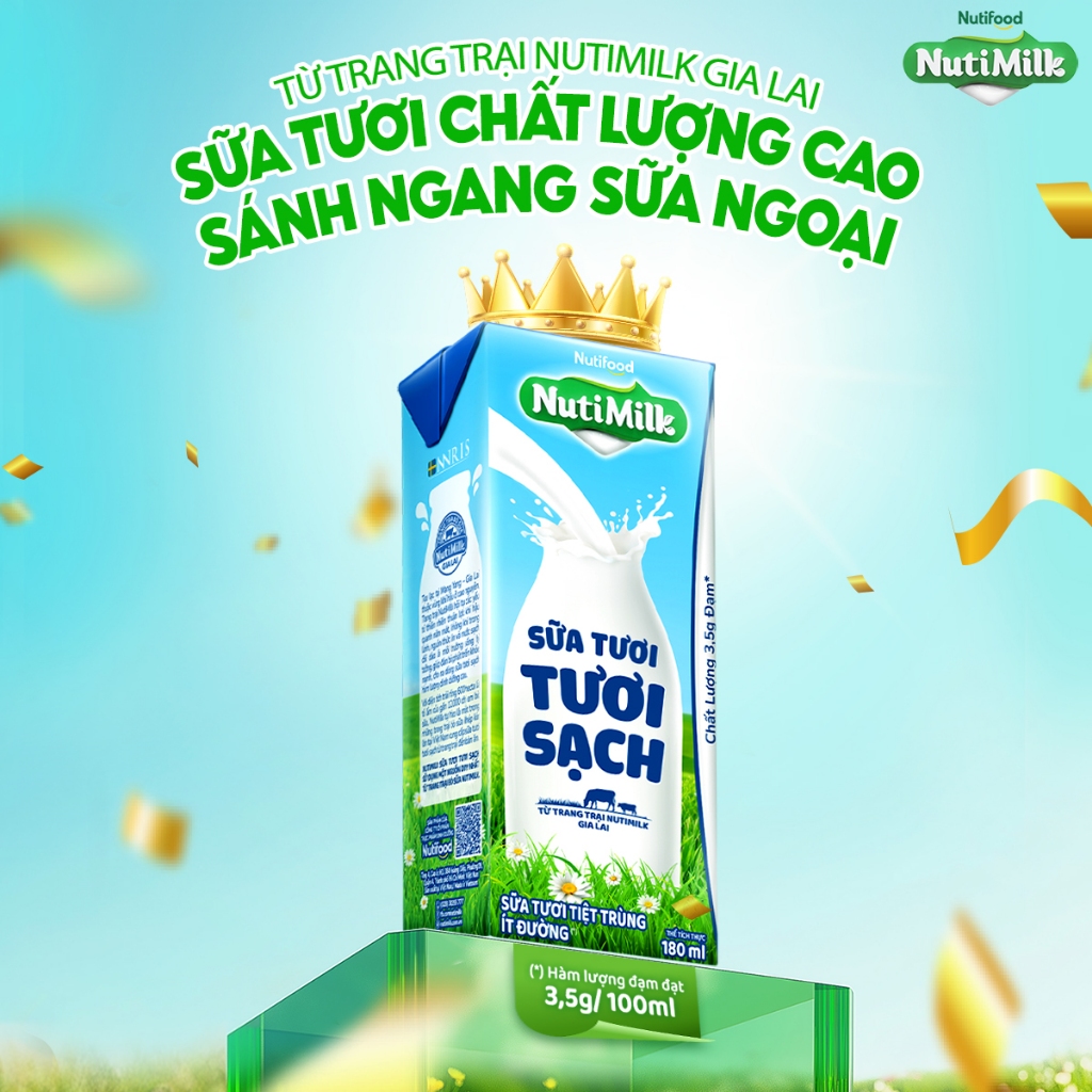 COMBO 2 Thùng 48 Hộp Sữa Tươi Tươi Sạch NutiMilk Ít Đường 110ml