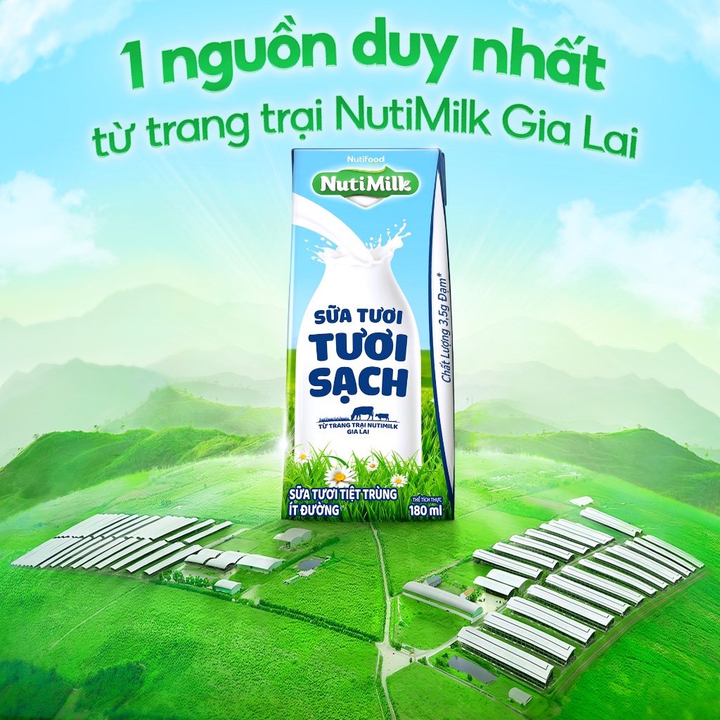 COMBO 2 Thùng 48 Hộp Sữa Tươi Tươi Sạch NutiMilk Ít Đường 110ml