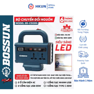 Đế chuyển đổi nguồn điện BS BOSSUN BS-CD220L, Đa dạng ổ cắm, Có đèn LED tắt mở, Chân pin phổ thông