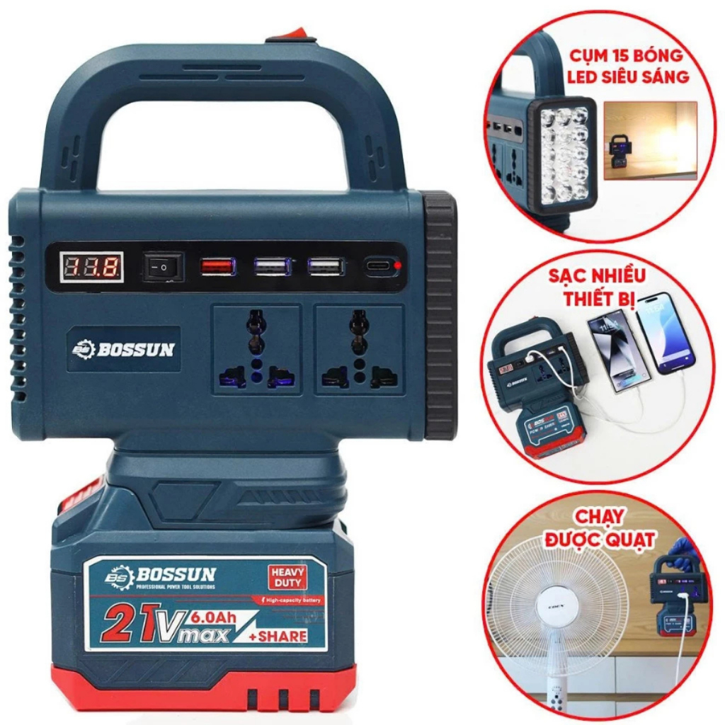 Đế chuyển đổi nguồn điện BS BOSSUN BS-CD220L, Đa dạng ổ cắm, Có đèn LED tắt mở, Chân pin phổ thông