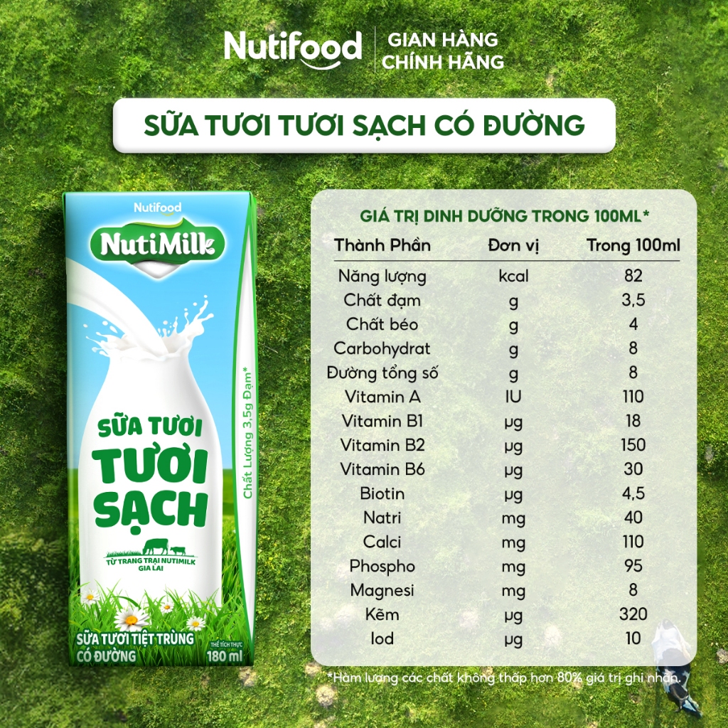 Thùng 48 Hộp Sữa Tươi Tươi Sạch NutiMilk 180ml