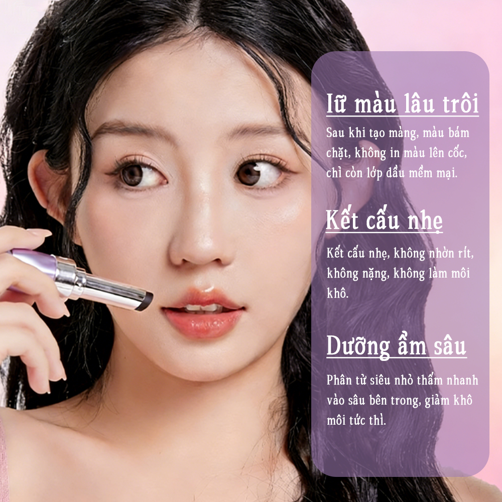 Son Môi GECOMO dưỡng ẩm, Son môi đổi màu 3 trong 1, Son bóng dưỡng môi có màu, bóng mịn, lâu trôi, chống thấm nước