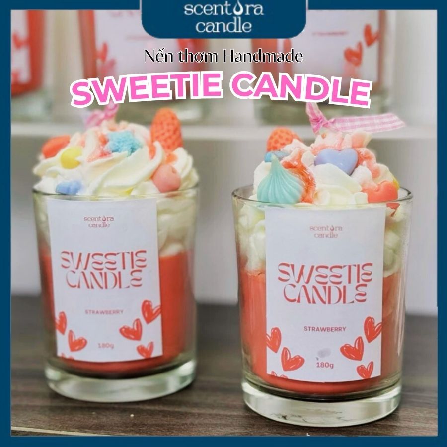 Nến Thơm Hình Ly Bánh Ngọt Sweetie Scentora Candle 150g, Làm Thơm Phòng, Decor Trang Trí, Quà tặng