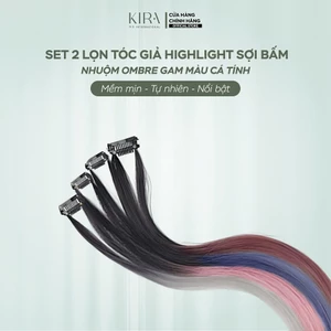 Set 2 Lọn Tóc Giả Highlight Sợi Bấm Ombre 60cm - Tóc Móc Lai Cá Tính Xám Khói, Hoa Anh Đào, Lam Tím - Tóc Giả Cao Cấp