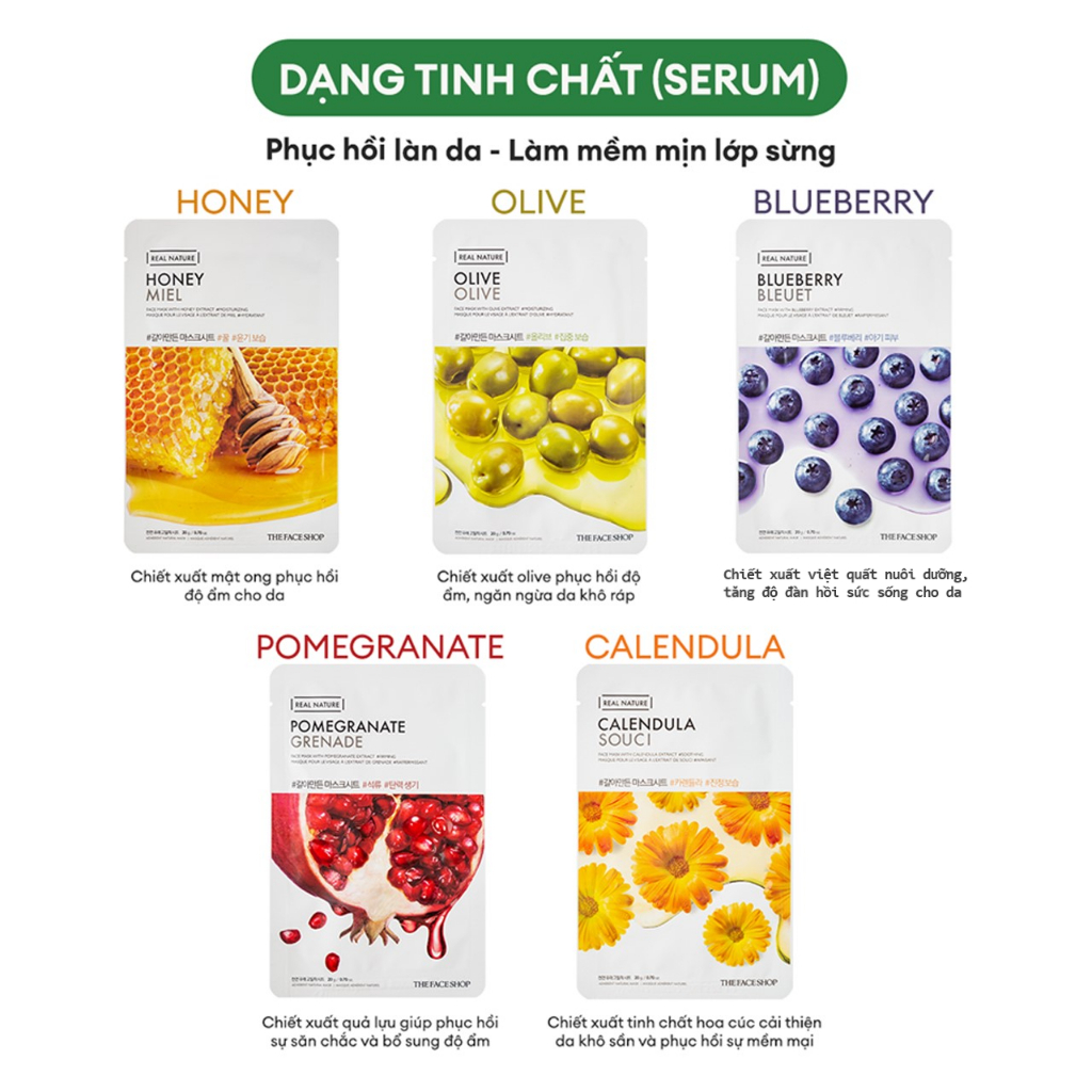 Dòng Mặt Nạ Giấy Dưỡng Da Toàn Diện THE FACE SHOP Real Nature Face Mask (Gz)