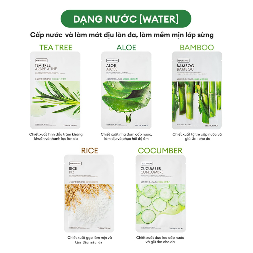 Dòng Mặt Nạ Giấy Dưỡng Da Toàn Diện THE FACE SHOP Real Nature Face Mask (Gz)