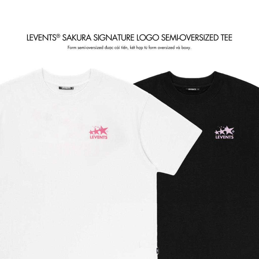 Áo Thun Levents Sakura Signature Logo Semi-Oversized Tee 100% Cotton T-shirt