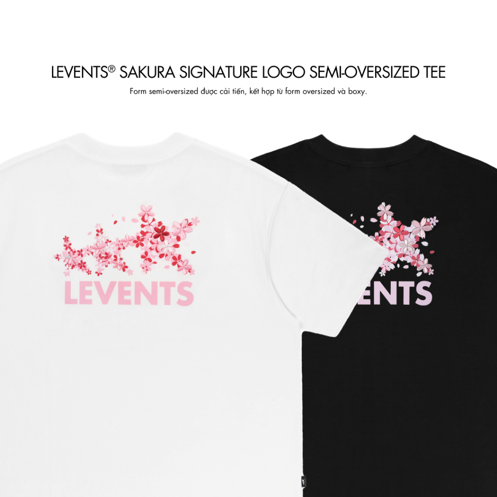 Áo Thun Levents Sakura Signature Logo Semi-Oversized Tee 100% Cotton T-shirt