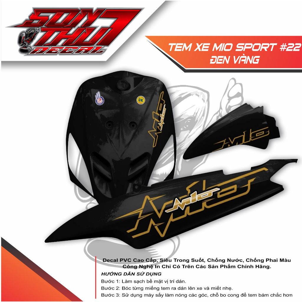 Tem xe Mio Sport #22 (CHẤT LIỆU CAO CẤP - SẮC NÉT - KHÔNG PHAI MÀU)