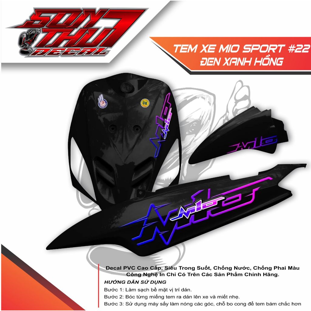 Tem xe Mio Sport #22 (CHẤT LIỆU CAO CẤP - SẮC NÉT - KHÔNG PHAI MÀU)