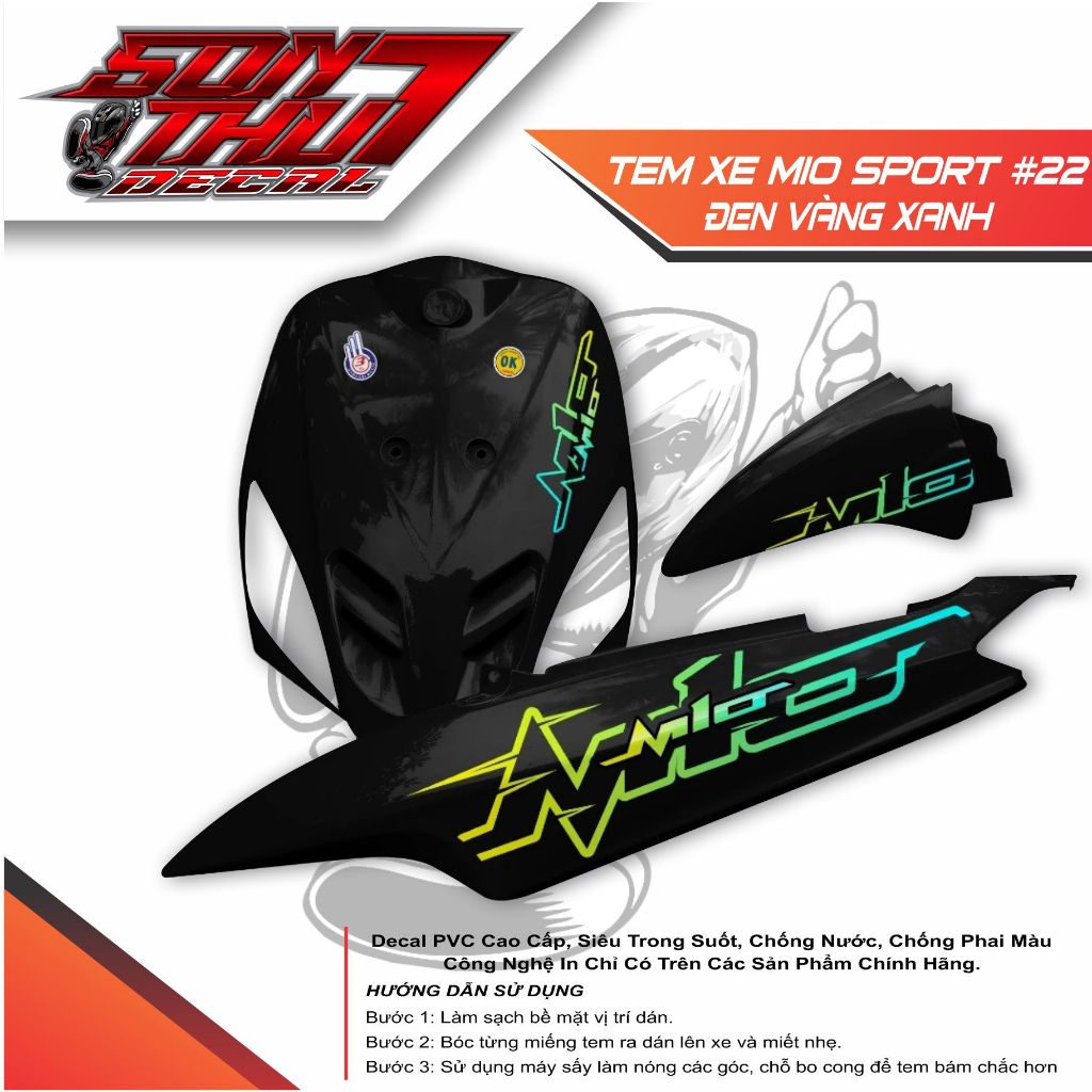 Tem xe Mio Sport #22 (CHẤT LIỆU CAO CẤP - SẮC NÉT - KHÔNG PHAI MÀU)