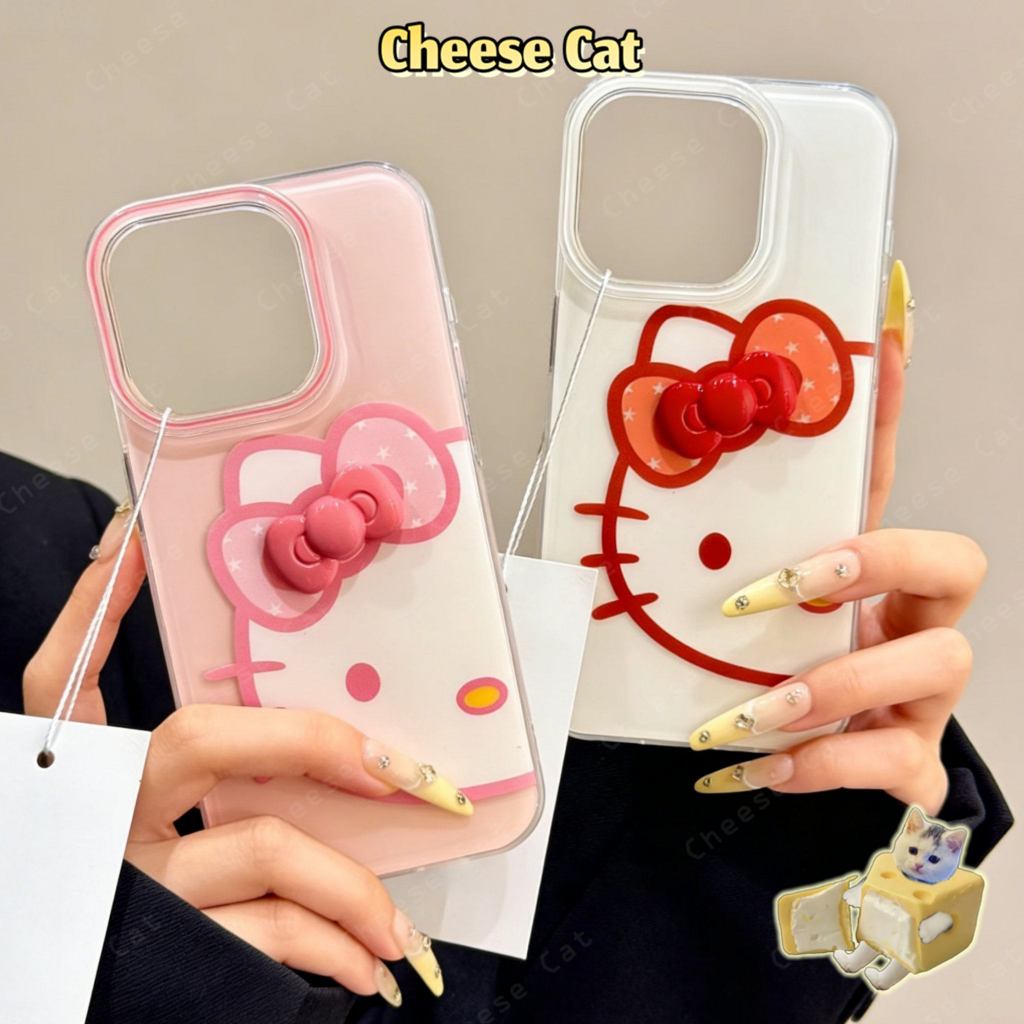 Nơ đỏ hồng đơn giản Ốp lưng iPhone Kitty cho iPhone 15 16 17 11 12 13 14 Pro Max Xs Max XR 6 7 8 Plus