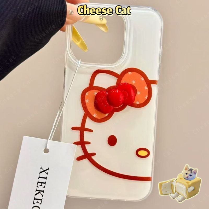 Nơ đỏ hồng đơn giản Ốp lưng iPhone Kitty cho iPhone 15 16 17 11 12 13 14 Pro Max Xs Max XR 6 7 8 Plus