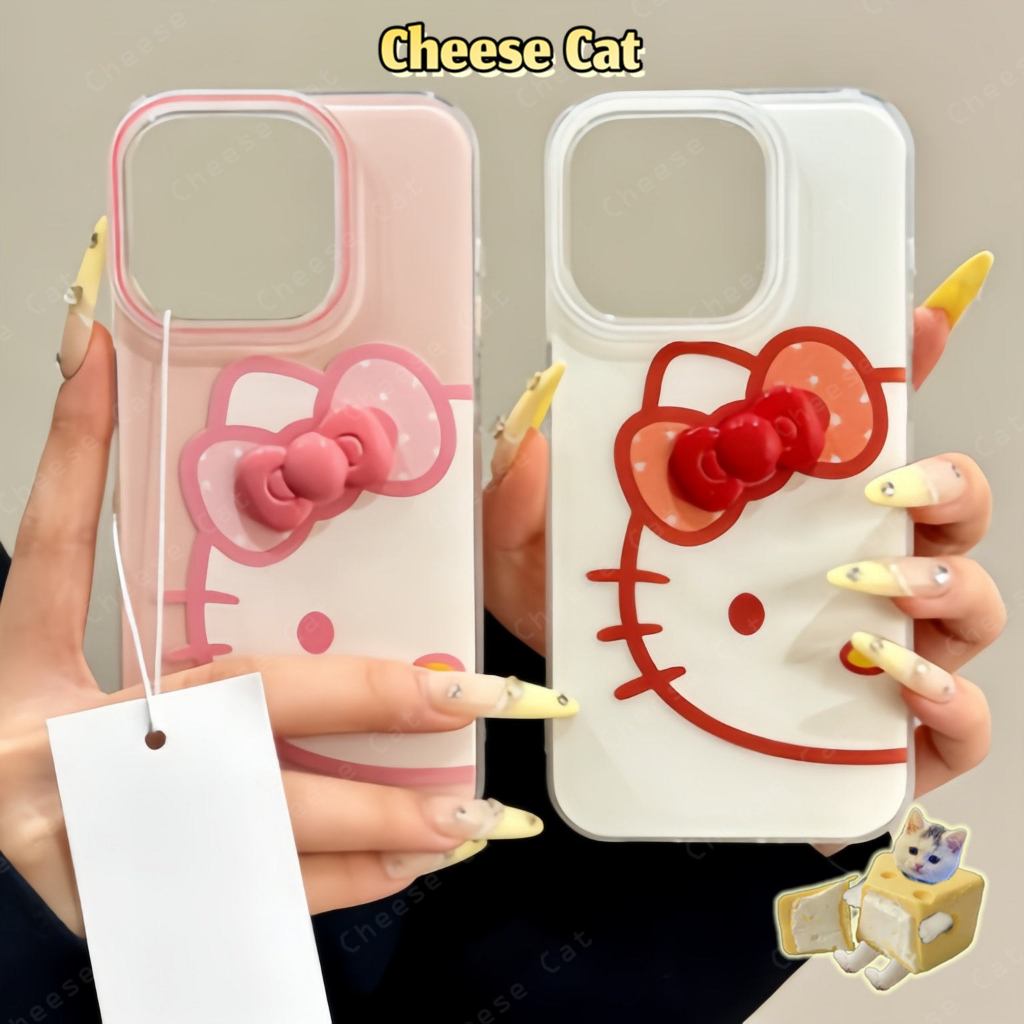 Nơ đỏ hồng đơn giản Ốp lưng iPhone Kitty cho iPhone 15 16 17 11 12 13 14 Pro Max Xs Max XR 6 7 8 Plus