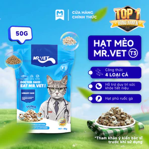 Thức Ăn Cho Mèo MRVET Dạng Hạt T3 Gói 50G Cải Thiện Sức Khoẻ Đường Tiết Niệu Cho Mèo Mọi Lứa Tuổi