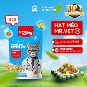 Thức Ăn Cho Mèo MRVET Dạng Hạt T1 Combo 1, 2 & 3 Gói 50G Với 30% Protein Dành Cho Mèo Mọi Lứa Tuổi