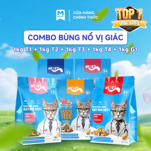 Thức ăn cho mèo MRVET COMBO BÙNG NỔ VỊ GIÁC thúc đẩy tiêu hóa, bảo vệ tiết niệu cho mèo mọi lứa tuổi
