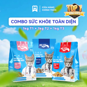 Thức ăn cho mèo MRVET COMBO SỨC KHỎE TOÀN DIỆN hỗ trợ giảm rụng lông, tiêu búi lông hiệu quả