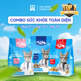 Thức ăn cho mèo MRVET COMBO SỨC KHỎE TOÀN DIỆN hỗ trợ giảm rụng lông, tiêu búi lông hiệu quả