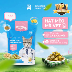 Thức Ăn Cho Mèo MRVET T2 Gói 50G Tăng Cường Omega 3 Chăm Da Dưỡng Lông Cho Mèo Mọi Lứa Tuổi
