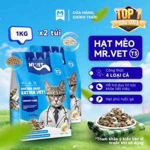 Thức Ăn Cho Mèo MRVET Dạng Hạt T3 Combo 2 Gói 1KG Cải Thiện Đường Tiết Niệu Cho Mèo Mọi Lứa Tuổi