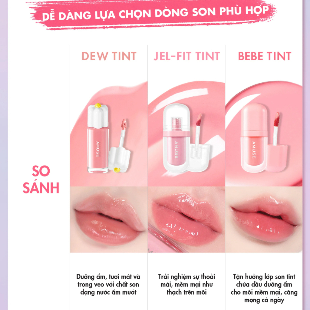 [Săn Sale] Son Nước Bóng Thuần Chay Amuse Dew Tint 4g