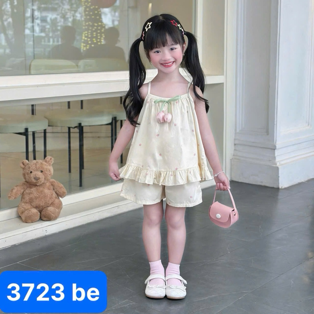 Bộ Bé Gái Mặc Hè OP 1–6Y (9–26kg) – Set Đồ Hoạ Tiết Xinh Xắn, Dễ Thương Cho Bé