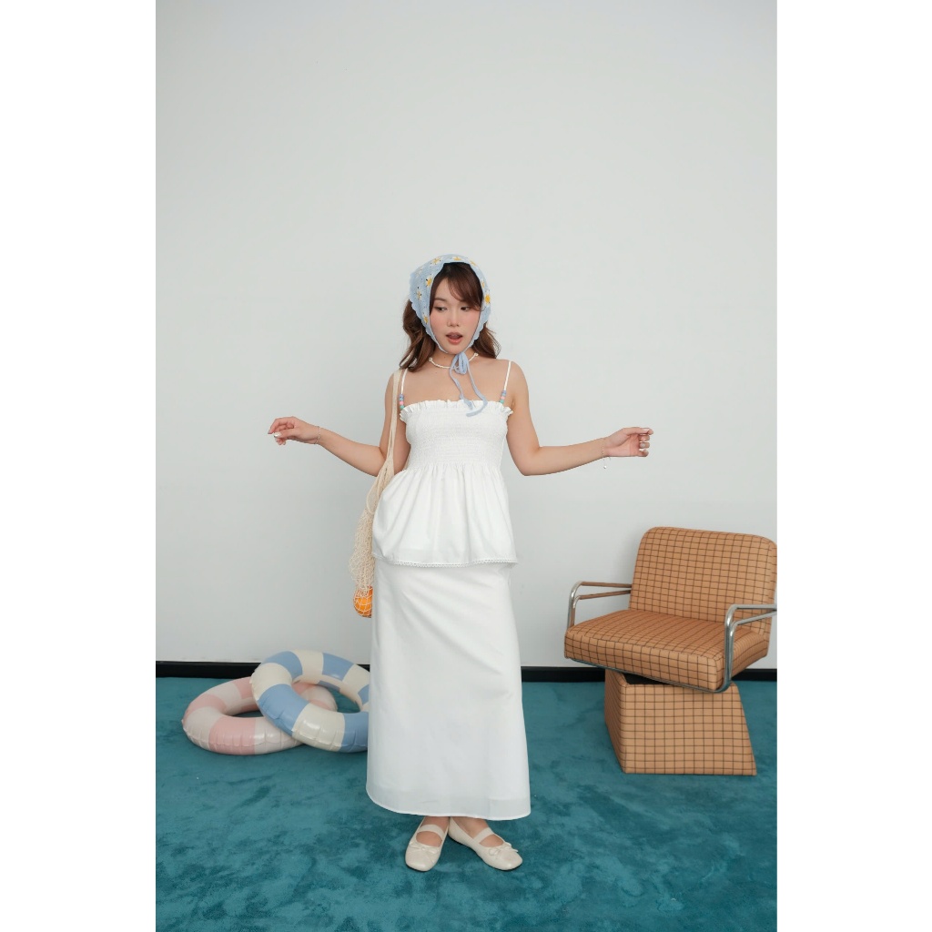 Set Nữ CRONI SET Áo 2S Phối Hạt, Chân Váy Midi Năng Động SECODEE