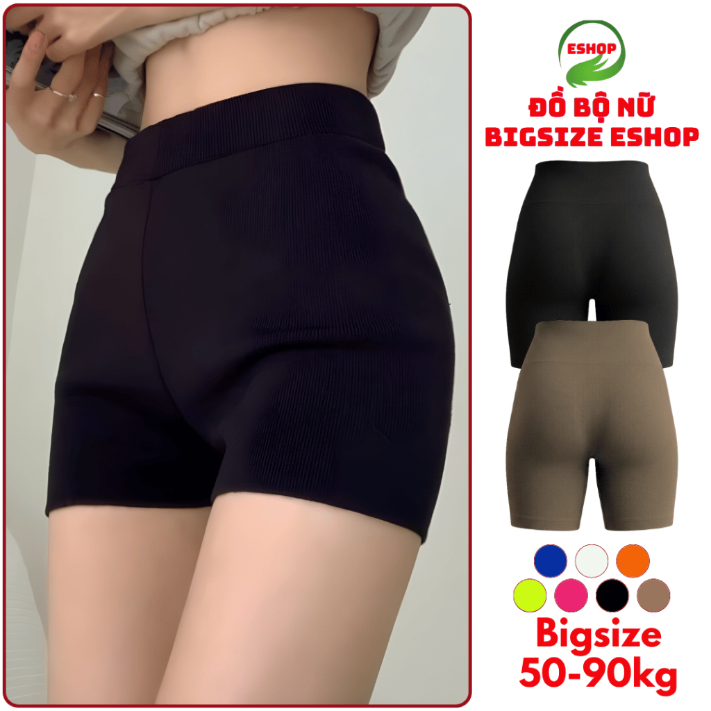 Quần Legging Nữ Lửng Thun Gân Cao Cấp Biker Đùi Ngố Cạp Cao Ôm Dáng Bigsize Có Túi Q29 ESHOP