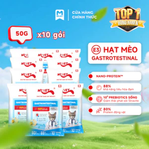 Hạt Cho Mèo MRVET E3 Combo 4,5 & 10 Gói 50G Công Thức Protein Siêu Mịn, Chăm Sóc Hệ Tiêu Hóa Nhạy Cảm