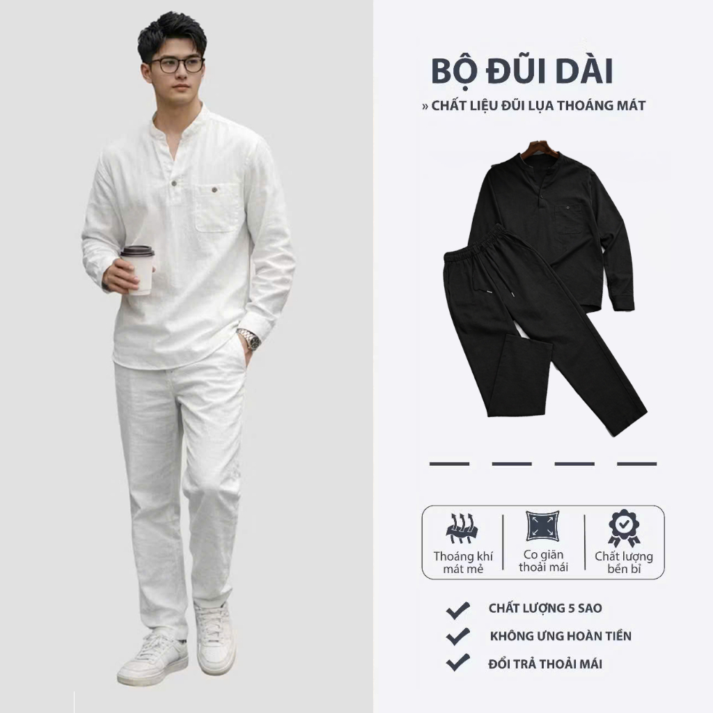Bộ Set Đũi Nam Halley Dài Tay Hàn Quốc - Set Bộ Sơ Mi Quần Dài Vải Đũi Lãng Tử Đi Biển Đi Cafe J59