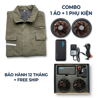 Áo điều hòa 2 quạt pin 8-15h 🔥 áo chống nóng công nhân 🔋 pin trâu siêu mát 💨 làm mát nhanh – bảo hành 12 tháng