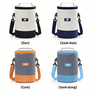 Túi giữ nhiệt cơm trưa hình tròn, túi giữ lạnh chống thấm nước dung , có quai đeo, học sinh dùng cho dân văn phòng, đi p