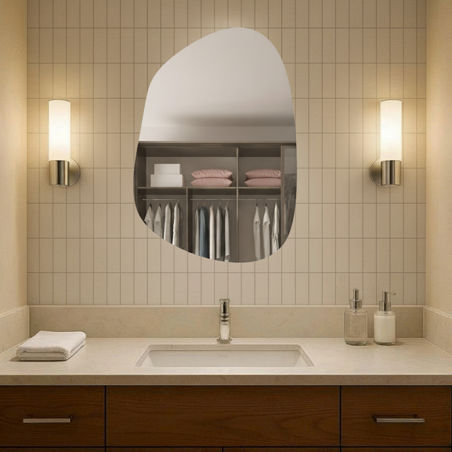 Gương Treo Tường HOME DECOR Hình Hạt Đậu Có Led Cảm Ứng 3 Màu Tiện Lợi