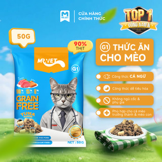 Thức Ăn Cho Mèo MRVET G1 Dạng Hạt Gói 50g Không Chứa Ngũ Cốc Cải Thiện Tiêu Hoá Mix Topping