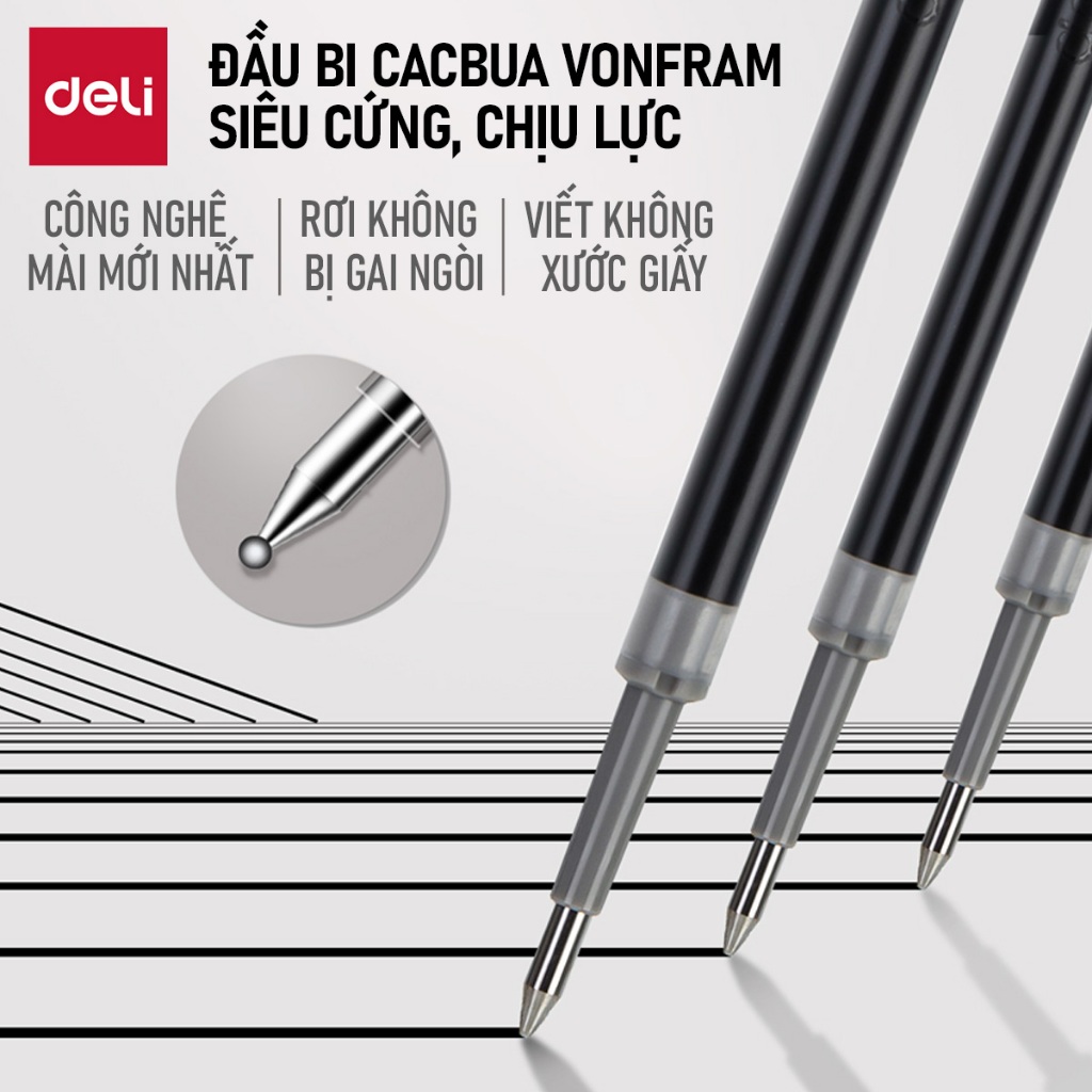 [VOUCHER 25%] Combo 20 Ruột Bút Gel S221 Ngòi Thay Bút Gel A575 Deli Thay Được Cho Bút Gel Bấm 0.5mm Không Gai