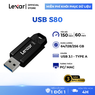 USB 64GB/ 128GB/ 256GB Lexar S80 3.1, Tốc độ đọc 150MB/s, Nhỏ gọn, Tương thích PC/ MAC