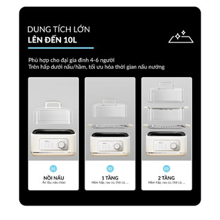 Nồi Hấp 2 Tầng Haatz HTP099 Công Suất 1000W Hấp Nhanh Giữ Trọn Dưỡng Chất, Dung Tích 10L - Nhà Bếp Thiên Hà